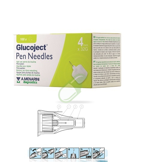 Menarini Diagnostics Linea Cura del Diabete Glucoject Pen Needles 4mmx32G Aghi