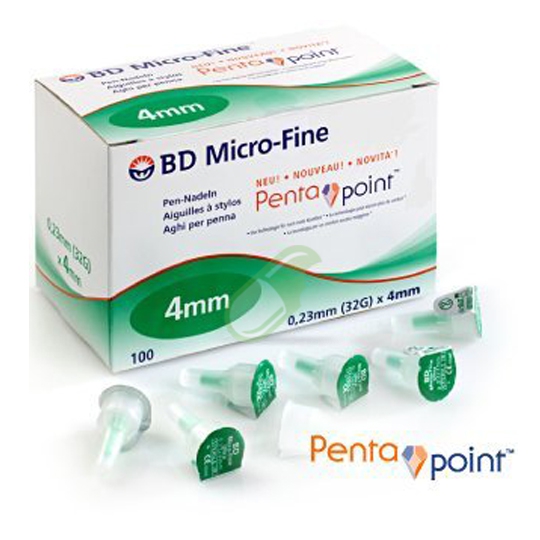 Corman Linea Cura del Diabete Ago BD Microfine Pentapoint 32Gx4 Mm 100 Pezzi