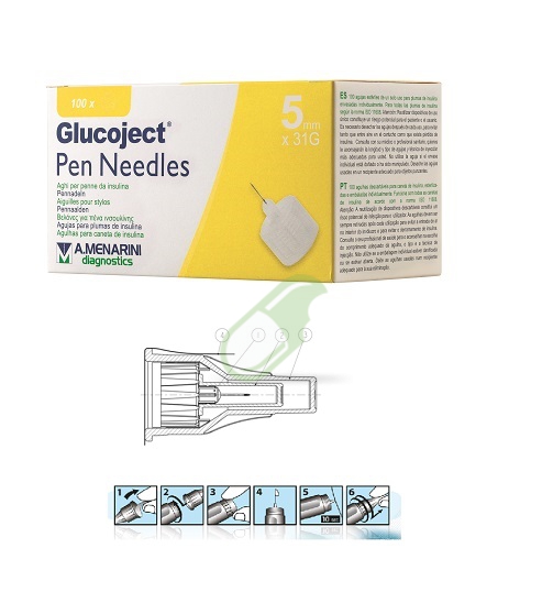 Menarini Diagnostics Linea Cura del Diabete Glucoject Pen Need 5mmx31G 100 Pezzi