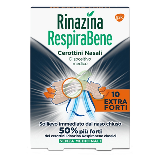 Rinazina Respirabene Cerotti Nasali Extra Forti 10 Pezzi