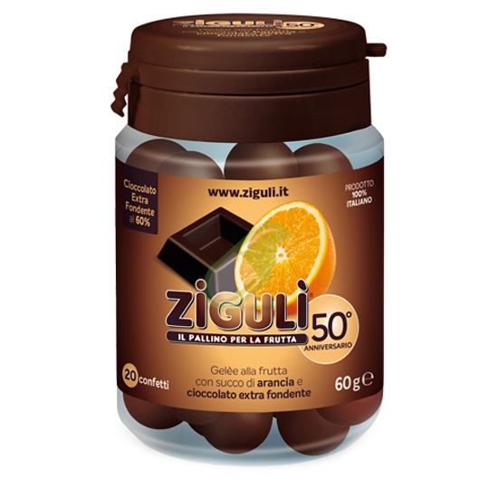 Ziguli Gelee Gusto Arancia E Cioccolato Fondente 60% 20 Confetti 60 G