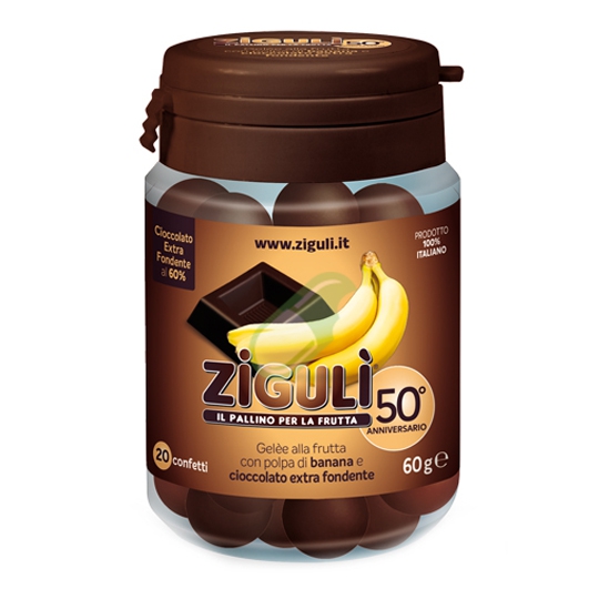 Ziguli Gelee Gusto Banana E Cioccolato Fondente 60% 20 Confetti 60 G