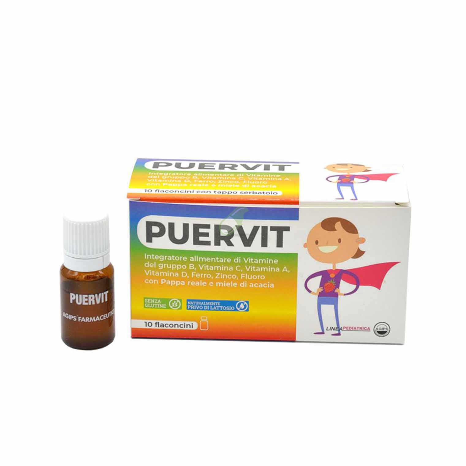 Agips Farmaceutici Linea Pediatrica Puervit Integratore 10 Flaconcini 10 ml