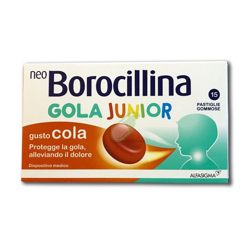 Alfasigma Linea Gola Sana Neoborocillina Gola Junior Cola 15 Pastiglie Gommose