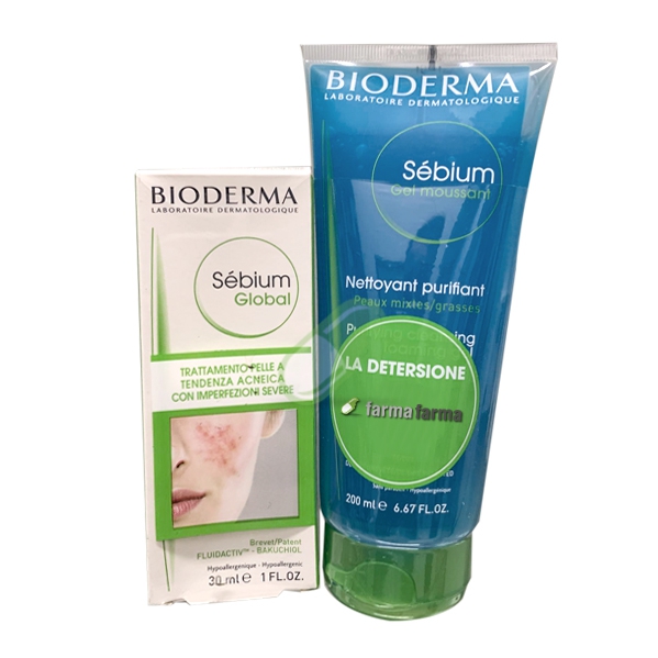 Bioderma Linea Sebium Global 30 ml + Sebium Gel Moussant 200ml OMAGGIO