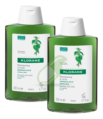 Klorane Capelli Linea Ortica Seboregolatore Cute Grassa 2 Flaconi Shampoo 200 ml