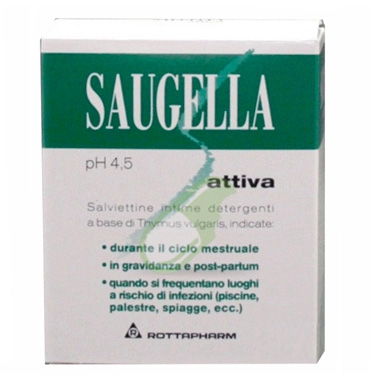 Saugella Linea Attiva Verde Detergente Intimo Delicato 10 Salviettine Morbide