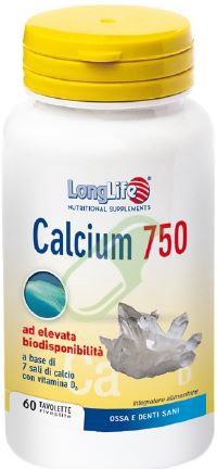 Longlife Linea Vitamine e Minerali Calcium 750 mg Integratore 60 Tavolette