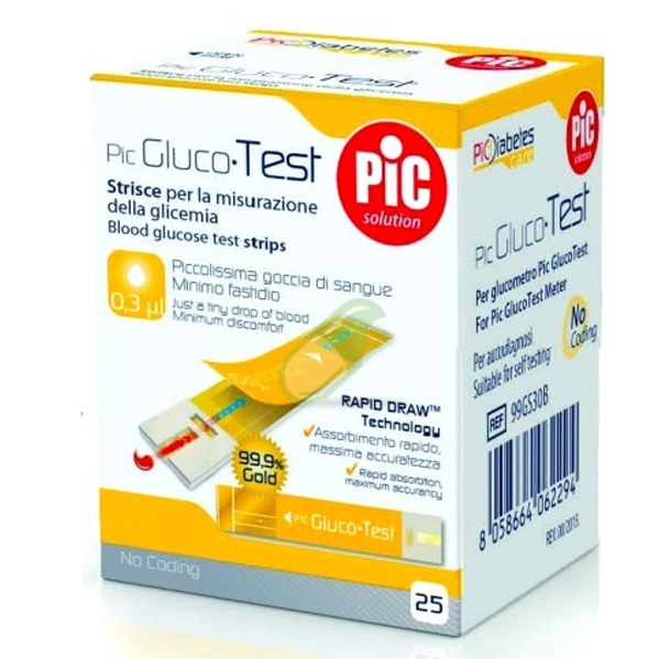 Pic Solution Linea Controllo Glicemia Pic Gluco Test 25 Strisce Reattive