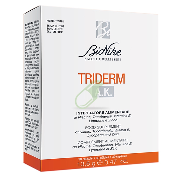 BioNike Triderm AK Integratore per la Prevenzione del Danno Attinico 30 Capsule