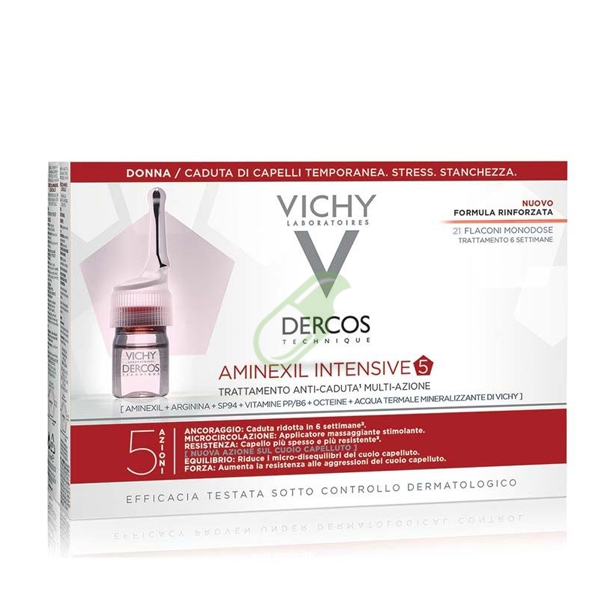 Dercos Linea Aminexil Intensive Trattamento Anticaduta 5 Azioni Donna 21 Fiale