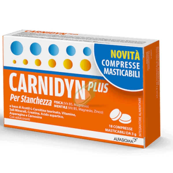 Carnidyn Plus Integratore Alimentare per Stanchezza Fisica e Mentale 18 compr.
