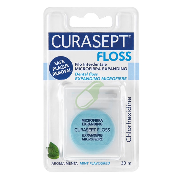 Curasept Floss Filo interdentale Microfibra Expanding Clorexidina 30 m 1 pezzo
