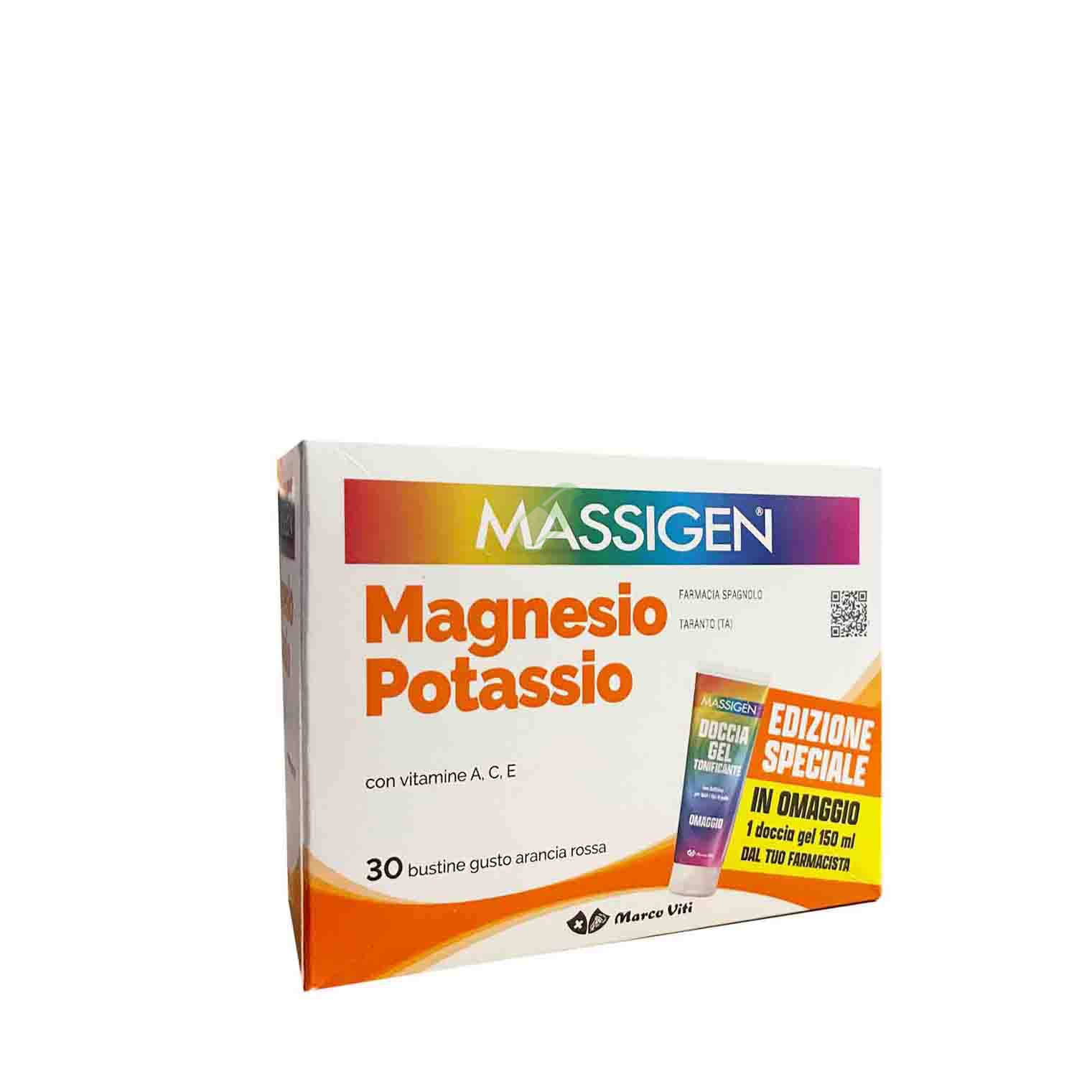 Massigen Linea Sali Minerali Magnesio Potassio Integratore 30 Buste Arancia