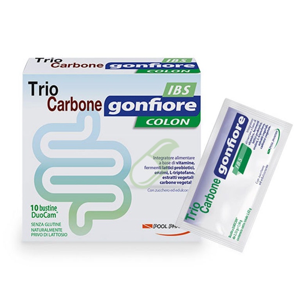 Triocarbone Gonfiore IBS Colon Integratore 10 Bustine Duocam