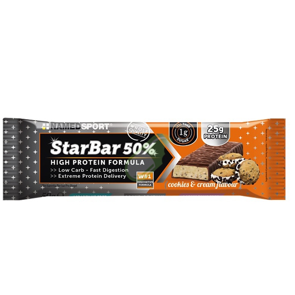 Named Linea sport Starbar 50% Protein Cookies & Cream 50 G