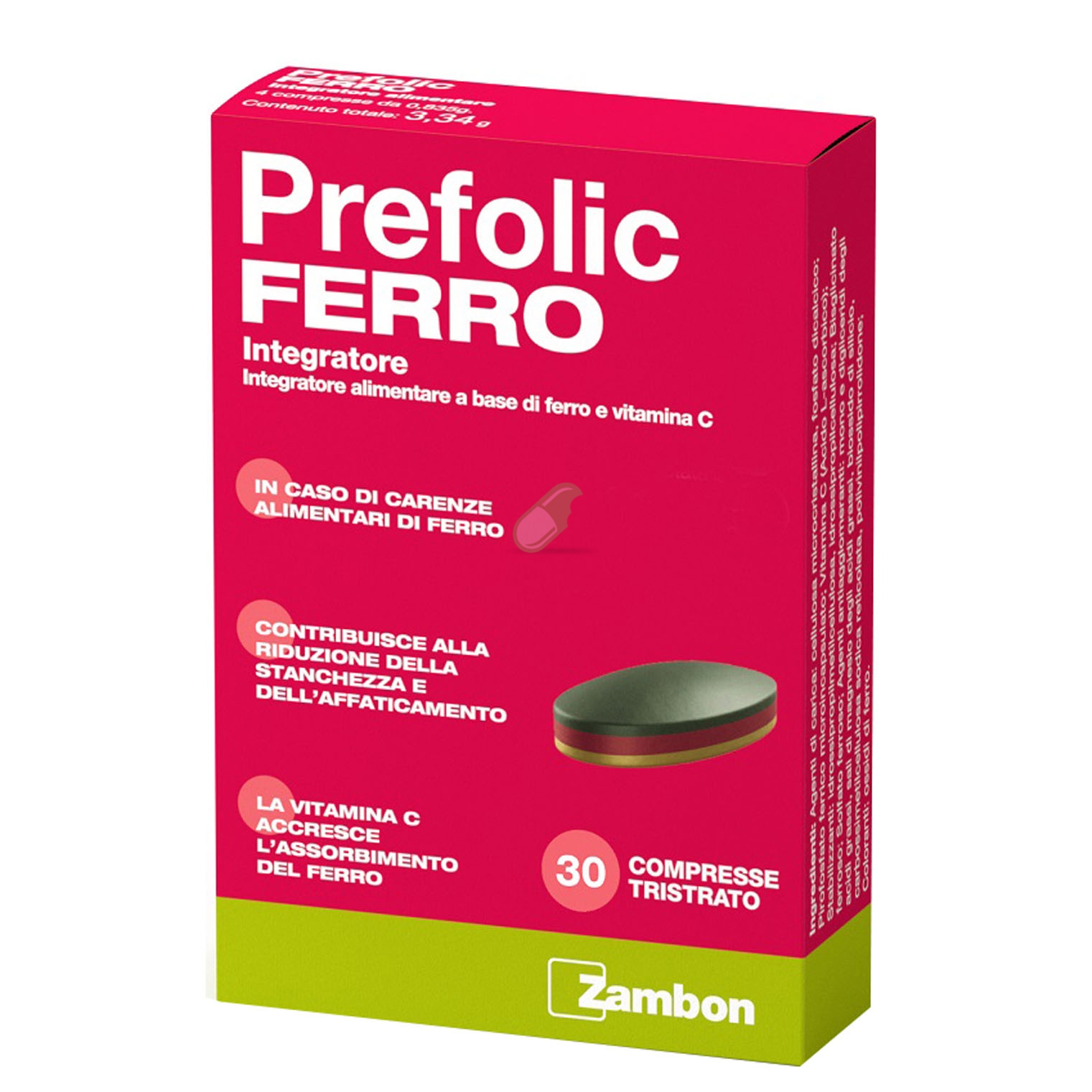 Zambon Linea Vitamine e Minerali Prefolic Ferro Integratore 30 Compresse