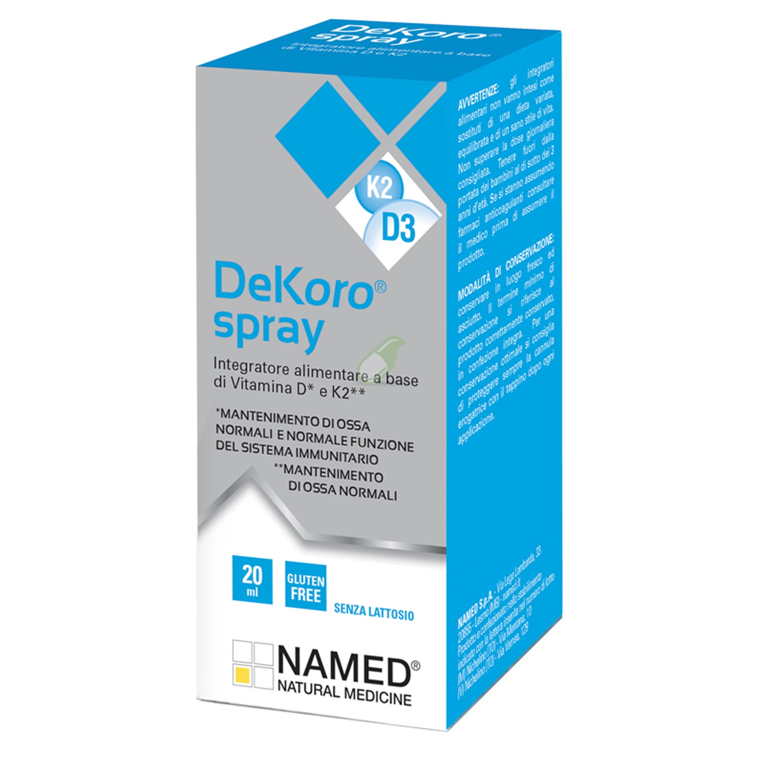 Named Linea Vitamine e Minerali DeKoro Spray + di Vitamine D e K2 Spray 20 ml