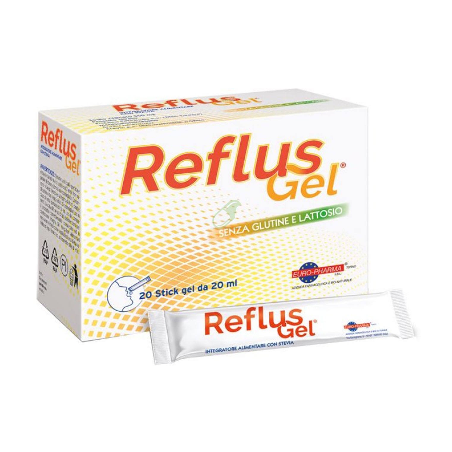 Euro-Pharma Linea Anti Reflusso Reflus Gel Integratore 20 Stick da 20 ml