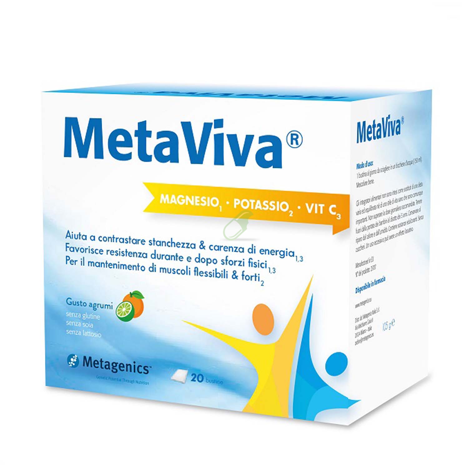 Metagenetics Metaviva Integratore Magnesio Potassio Vitamina C 20 Bustine