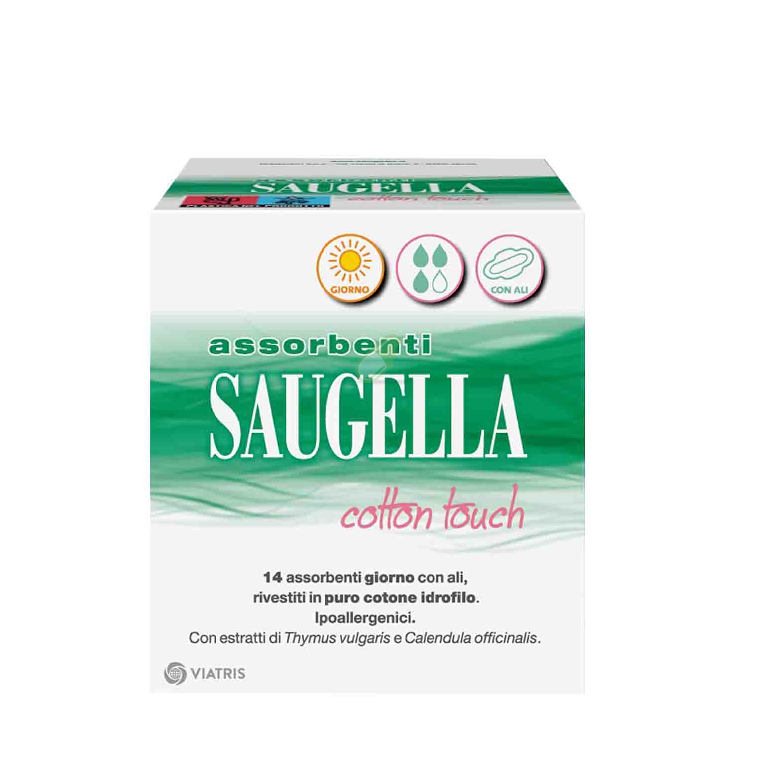 Saugella Linea Cotton Touch 14 Assorbenti Giorno con Ali in Puro Cotone