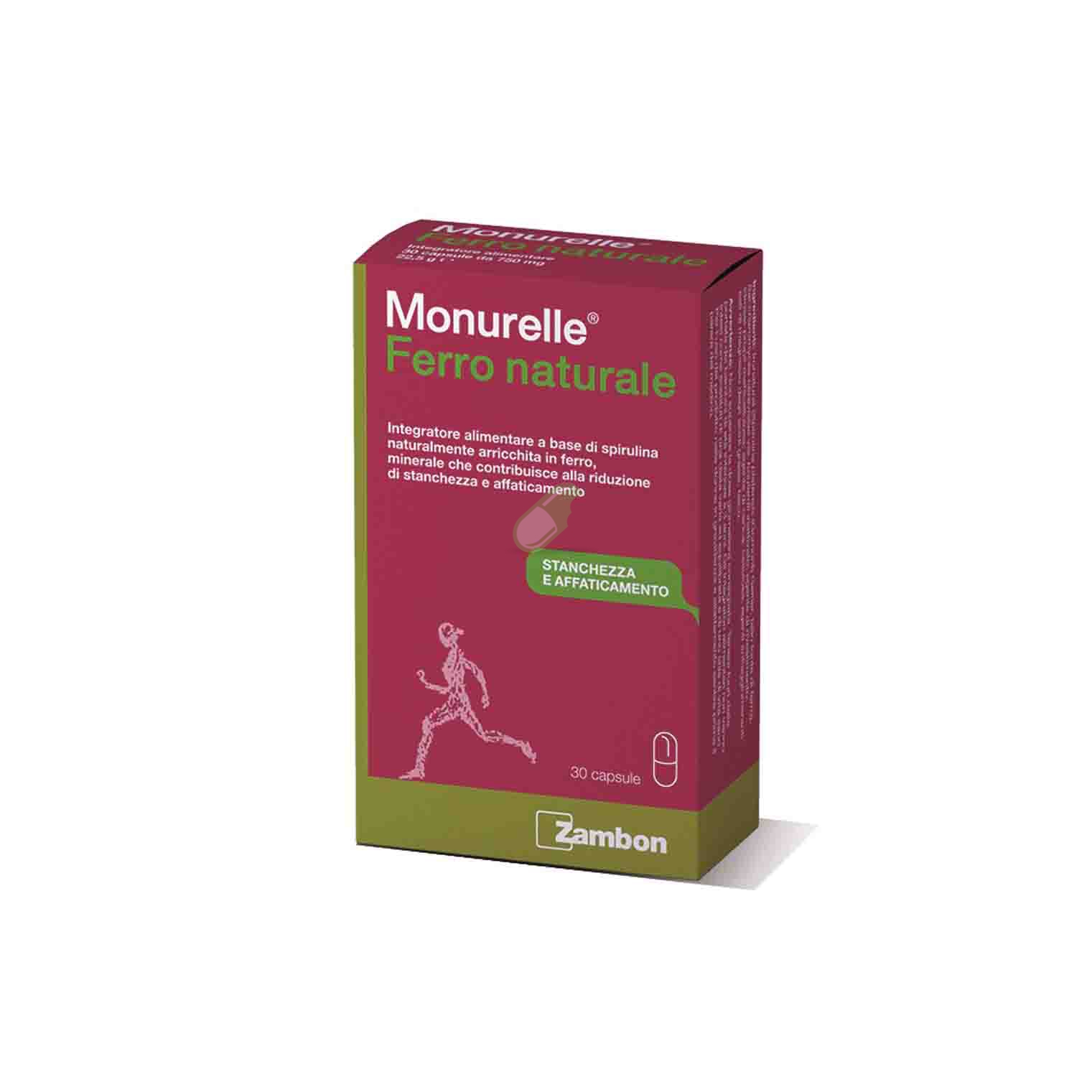 Zambon Linea Vitamine e Minerali Monurelle Ferro Naturale Integratore 30 Capsule