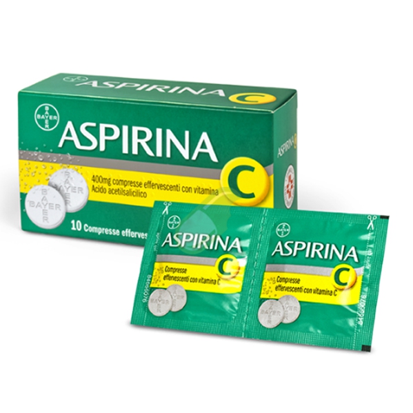 Aspirina C 400 Mg Compresse Effervescenti Con Vitamina C 10 Compresse In Strip Al/Pe/Carta-Pe/Al/Surlyn