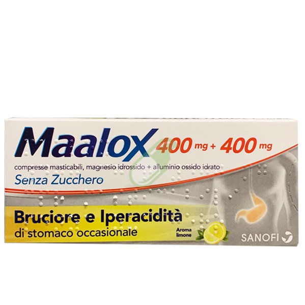 Maalox 400 Mg+ 400 Mg Compresse Masticabili Senza Zucchero Aroma Limone 30 Compresse