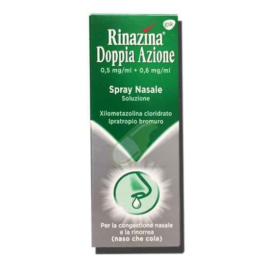 Rinazina Doppia Az 0,5 Mg/Ml + 0,6 Mg/Ml Spray Nasale, Soluzione 10 Ml Flacone Multidose In Hdpe Con Nebulizzatore