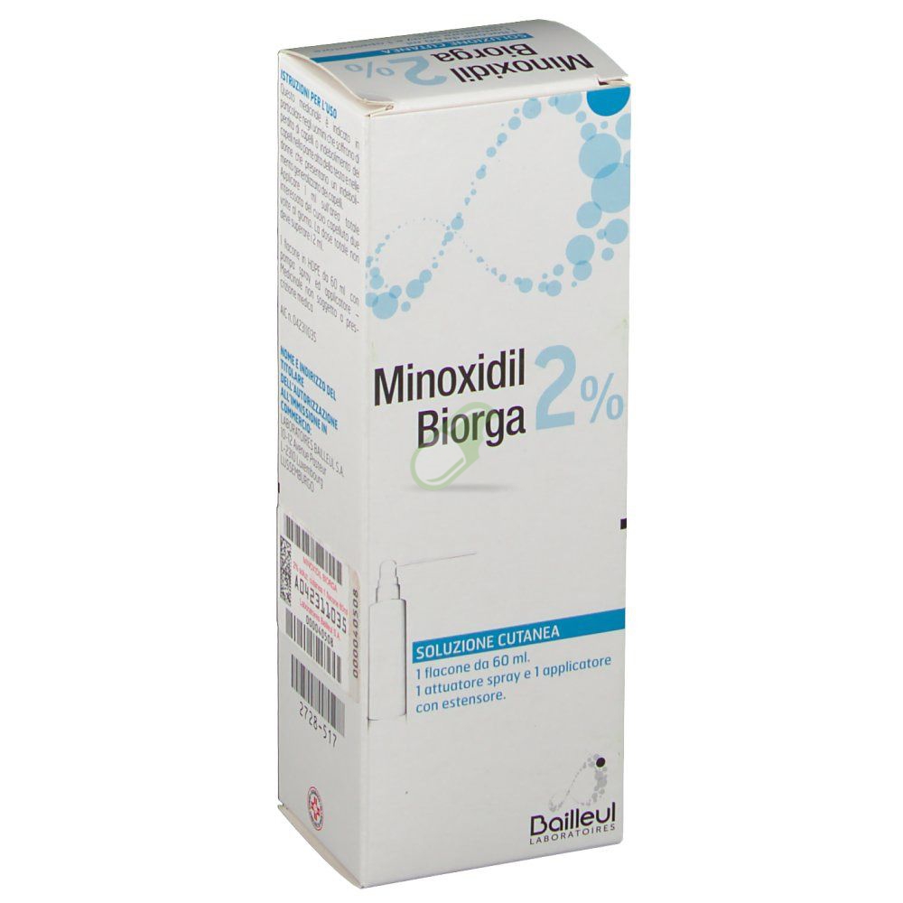Minoxidil Biorga 2% Soluzione Cutanea 1 Flacone Hdpe 60 Ml Con Pompa Spray E Applicatore