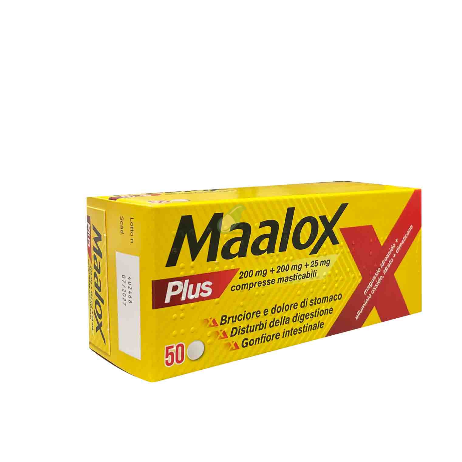 Maalox Plus 200 Mg + 200 Mg + 25 Mg Compresse Masticabili 50 Compresse