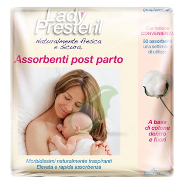 Lady Presteril Linea Pocket Assorbente Puro Cotone 30 Assorbenti Post-Parto
