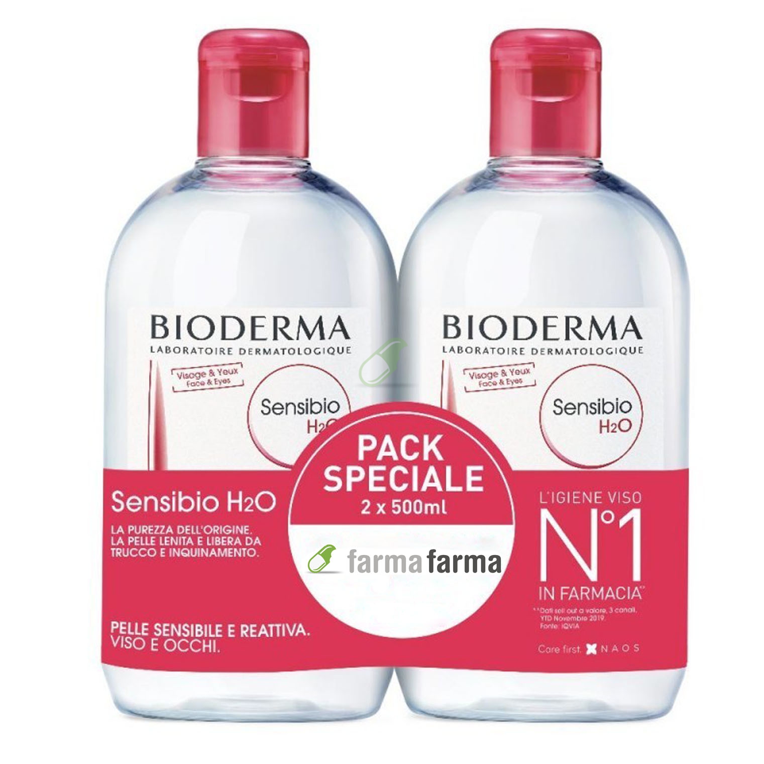 Bioderma Linea Sensibio H2O Detergente Micellare Lenitivo 500 ml offerta 1+1